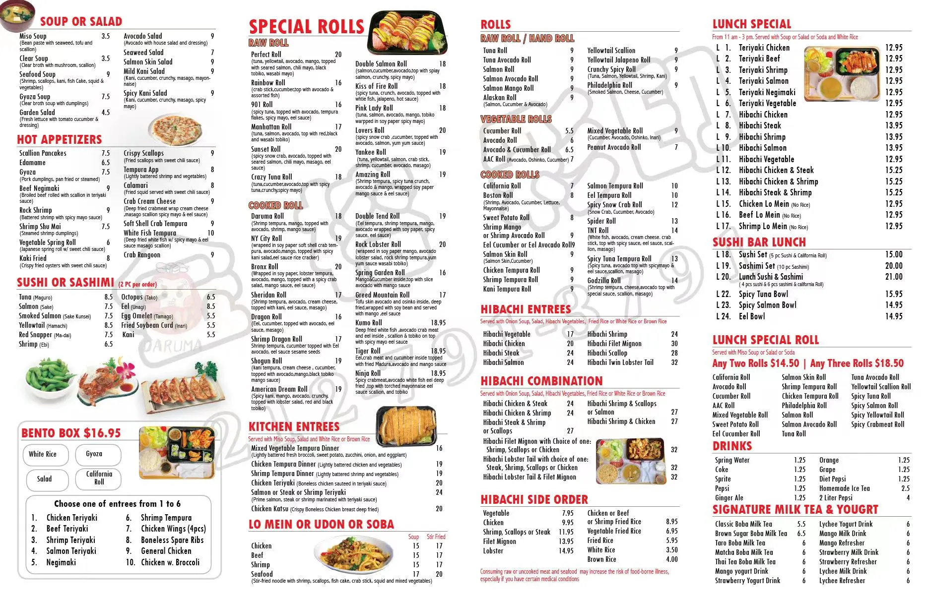 Darumas menu outlet